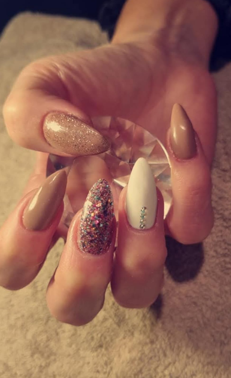 Christmas Emerald Nails - Professional hair styling in Barnsley Christmas Emerald Nails - Festive emerald green with gold snowflake accents at Stella's Hair & Beauty Salon Barnsley