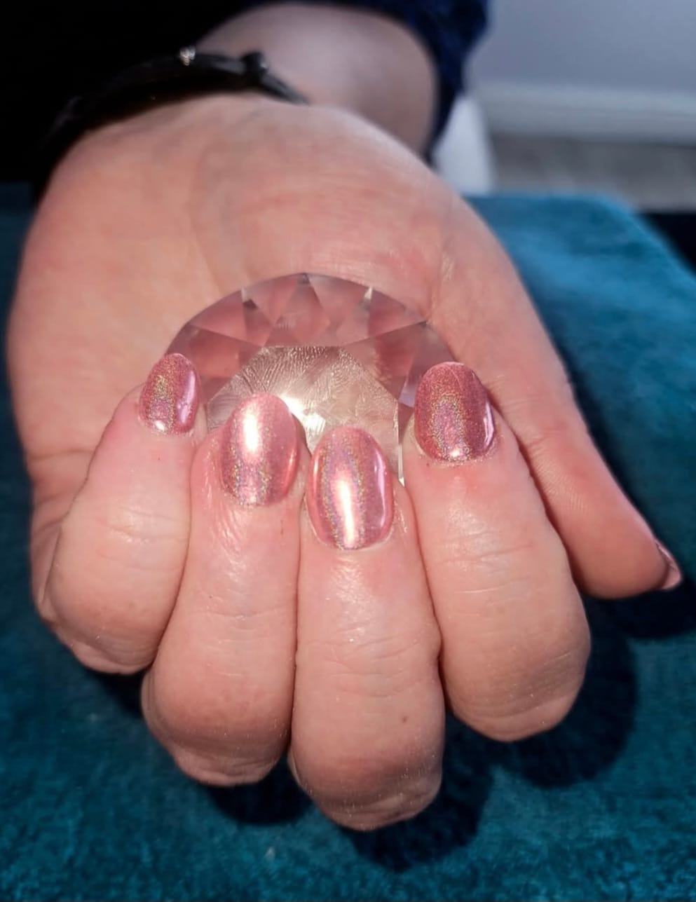 Hot Pink Glamour Nails - Professional hair styling in Barnsley Hot Pink Glamour Nails - Vibrant hot pink gel nails with crystal styling at Stella's Hair & Beauty Salon Barnsley