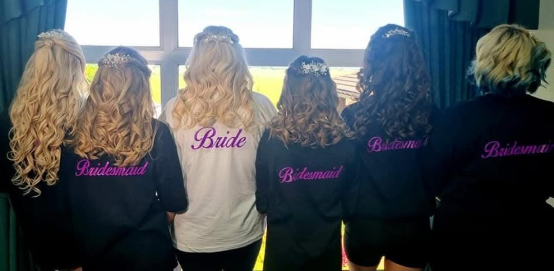 Bridal Party Styling - Professional hair styling in Barnsley Bridal Party Styling - Complete bridal party hair with tiaras and curls at Stella's Hair & Beauty Salon Barnsley